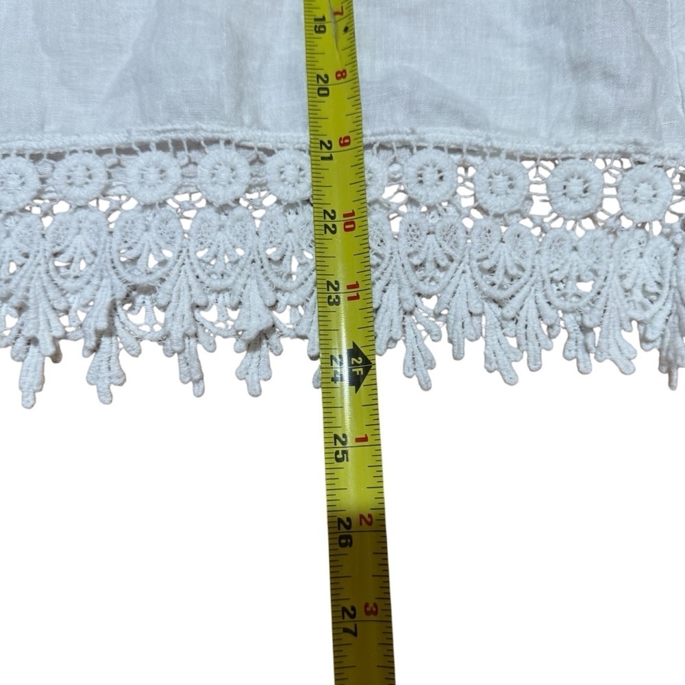 Terzo Millennio White 100% Linen Tank Top Lace Sleeveless Boho Coastal Italy S - Picture 5 of 8